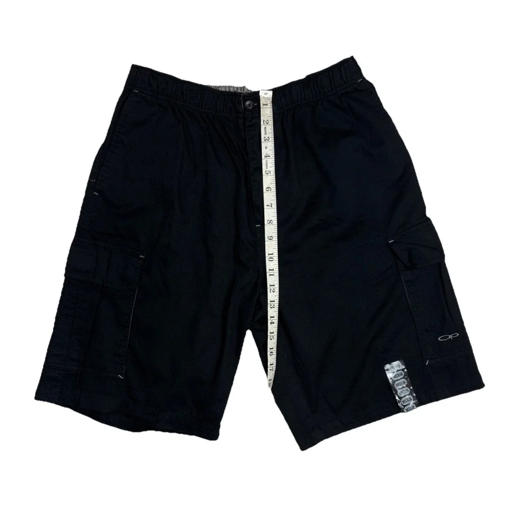 OP Ocean Pacific Cargo Shorts Men Black Swim Trunks Hybrid Casual Size Medium